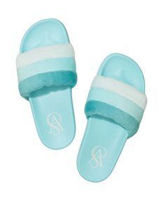 Тапочки Victoria's Secret Striped Faux Fur Slides 26420035 фото