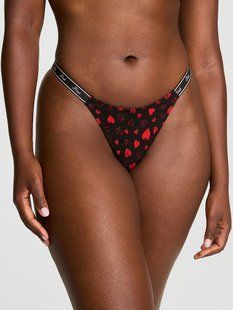 Трусики стринги Victoria's Secret PINK Logo Cotton High-Leg Micro Thong Panty 27170340 фото