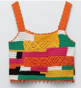 Топ Zara Multicolored Patchwork Crochet 0021\106\330 фото