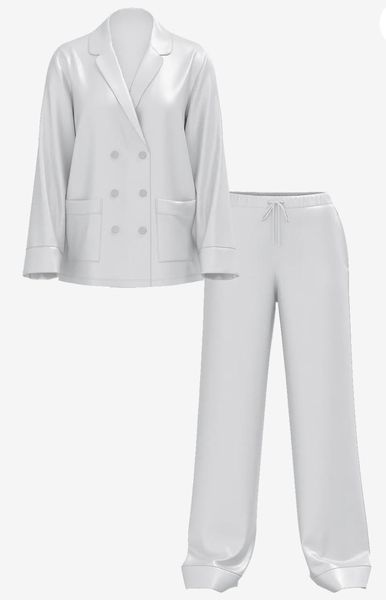 Піжама Сатинова Victoria's Secret Luxe Satin Double-Breasted Long Pajama Set Gray &mdash; основне фото товару, вигляд спереду