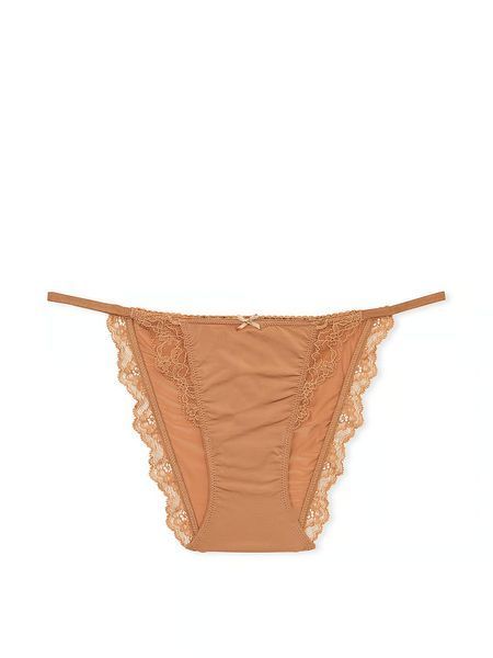 Трусики Victoria&rsquo;s Secret Dream Angels Lace-Trim String Bikini Panty Praline 26826245 фото