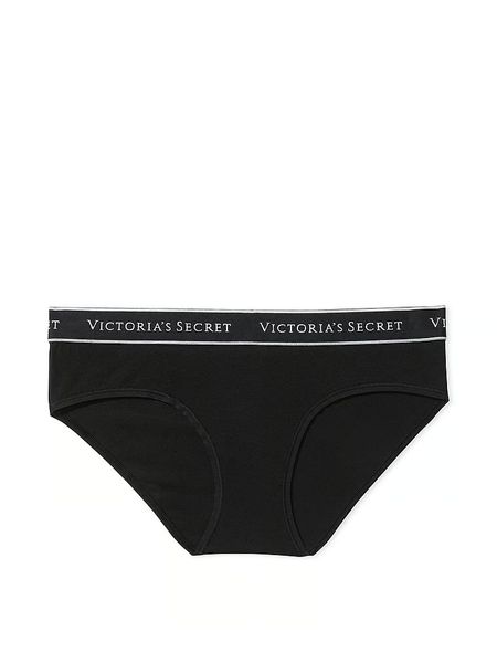 Бавовняні Трусики Victoria's Secret Logo Cotton Hiphugger Panty Black 26825594 фото