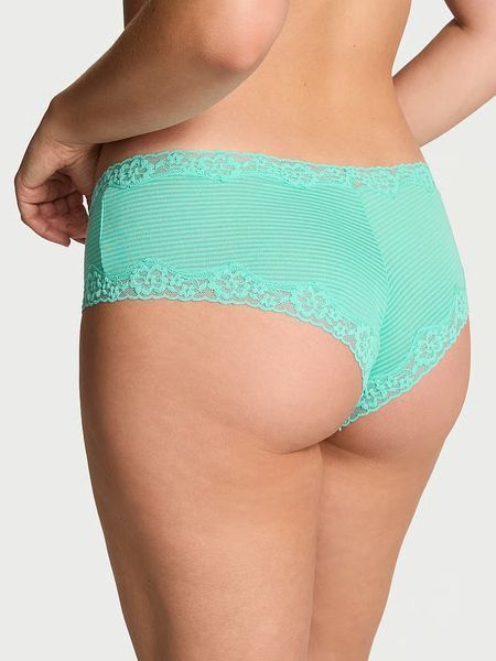 Трусики чікі Victoria's Secret Cotton Shadow Stripe Lace-Waist Cheeky Panty &mdash; основне фото товару, вигляд спереду