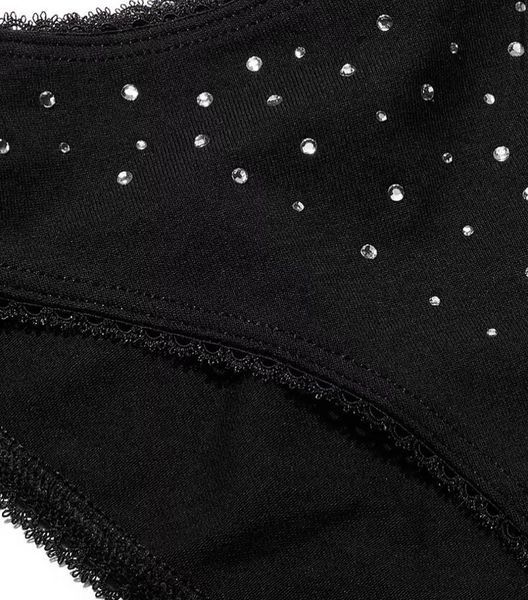 Трусики Victoria's Secret Black Stretch Cotton Rhinestones Shine Bikini Panty &mdash; основне фото товару, вигляд спереду