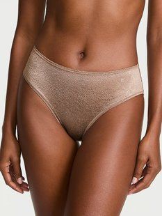 Трусики бікіні Victoria's Secret No-Show Snake Jacquard Mid-Rise Bikini Panty Iced Coffee &mdash; основне фото товару, вигляд спереду
