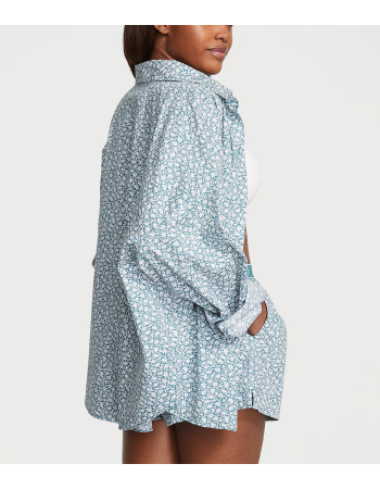 Піжама Victoria's Secret Cotton Long-Sleeve Shirt & Shorts Set Green Floral &mdash; основне фото товару, вигляд спереду