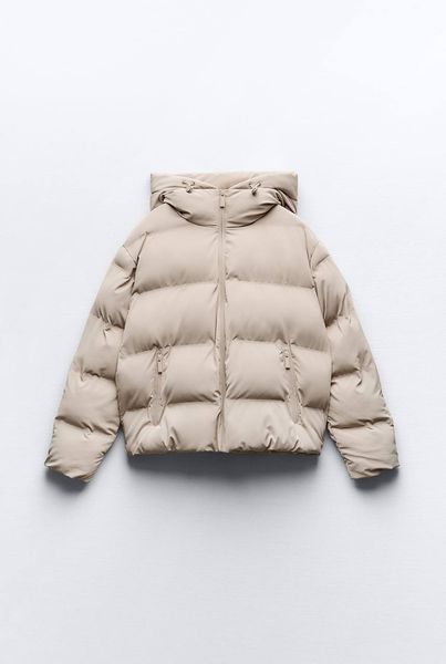 Куртка ZARA Rubberized Puffer Anorak Beige 3046\203\712 фото