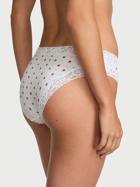 Трусики бикини Victoria's Secret Stretch Cotton Lace-Waist Bikini Panty VS White Dot Floral 27327712 фото