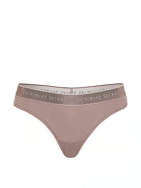 Трусики Victoria's Secret Logo Cotton Thong Panty Brown &mdash; основне фото товару, вигляд спереду