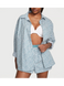 Піжама Victoria's Secret Cotton Long-Sleeve Shirt & Shorts Set Green Floral &mdash; фото , вигляд з різних ракурсів