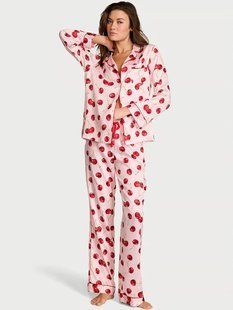 Піжама Victoria's Secret Signature Satin Long Pajama Set Cherry &mdash; основне фото товару, вигляд спереду