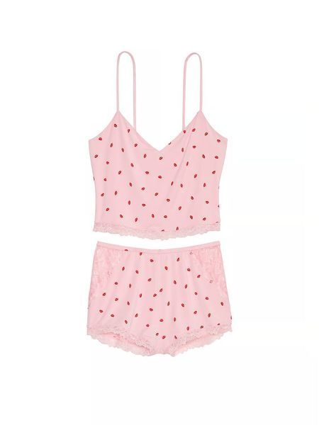 Піжама Victoria's Secret Modal & Lace Cropped Cami Set &mdash; основне фото товару, вигляд спереду