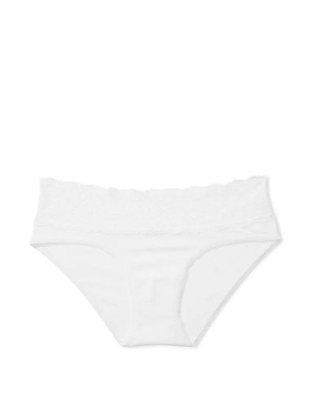 Трусики хипстеры Victoria's Secret Lace-Waist Cotton Hiphugger Panty 26649006 фото