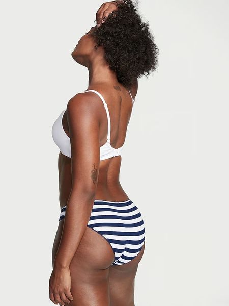 Трусики бікіні Victoria's Secret Ribbed Cotton Bikini Panty Navy Stripe 26616163 фото