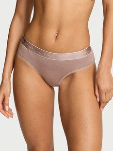 Трусики хипстеры Victoria's Secret Logo Cotton Hiphugger Panty Iced Coffee 27273305 фото
