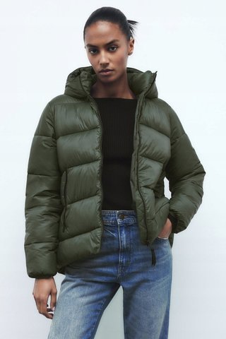 Куртка ZARA Quilted Down Jacket Green 0500018 фото