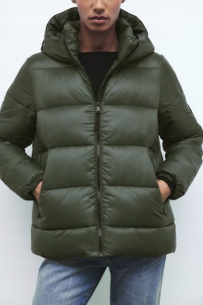 Куртка ZARA Quilted Down Jacket Green 0500018 фото