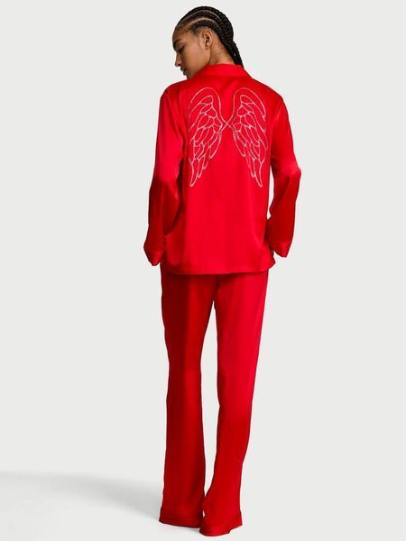 Піжама Victoria's Secret Signature Satin Long Pajama Set Red &mdash; основне фото товару, вигляд спереду