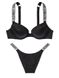 Купальник Victoria’s Secret Shine Strap Sexy Push-Up Bikini Swim, Чорний, 36, B, M