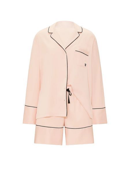 Піжама Victoria's Secret Signature Satin Long-Sleeve Short Pajama Set  &mdash; основне фото товару, вигляд спереду
