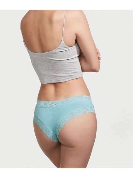 Хлопковые трусики Victoria's Secret Lace-Waist Cotton Cheeky Panty 26757257 фото