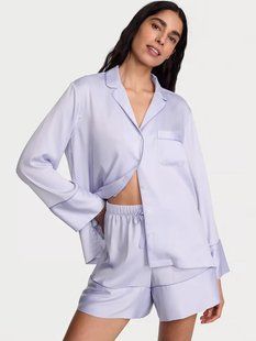 Піжама Victoria's Secret Signature Satin Long-Sleeve Short  &mdash; основне фото товару, вигляд спереду