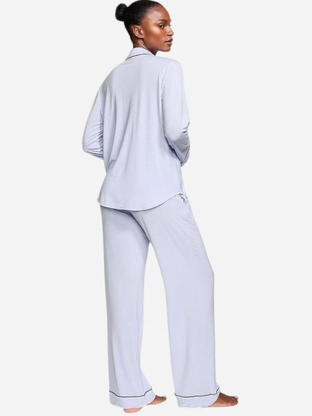 Піжама зі штанами Victoria's Secret Modal Long PJ Set Blue &mdash; основне фото товару, вигляд спереду