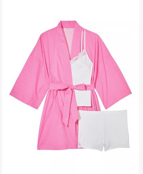 Піжамний Комплект 3-в-1 Victoria's Secret 3-Piece Cotton Pajama Set Pink 26737452 фото