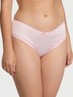Трусики чікі Victoria's Secret Tease Satin Lace-Trim Cheeky Panty Pink Heritage Stripes &mdash; основне фото товару, вигляд спереду