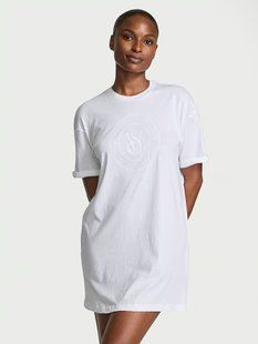 Ночная сорочка Victoria's Secret Oversize Cotton Sleep Tee White 26865999 фото