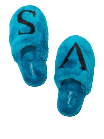 Домашні капці  Victoria's Secret Closed Toe Faux Fur Slippers Blue 26667968 фото