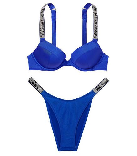 Купальник Victoria's Secret Bikini Shine Strap Sexy Tee PUSH-UP Blue OAR Logo Set 26646396-26647118 фото