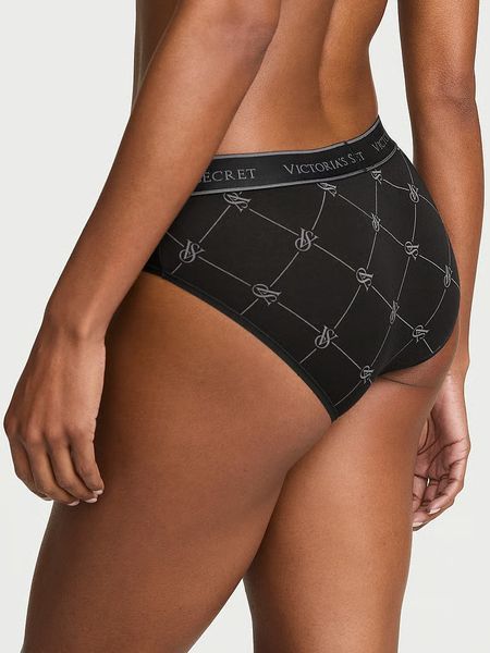 Трусики Victoria's Secret Logo Cotton Hiphugger Panty Black &mdash; основне фото товару, вигляд спереду