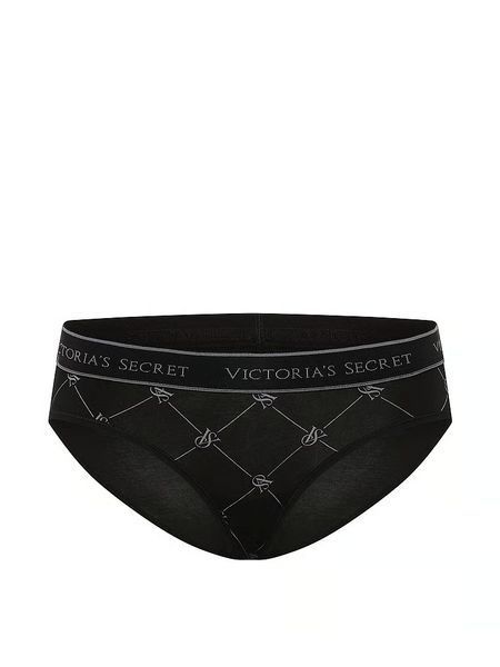 Трусики Victoria's Secret Logo Cotton Hiphugger Panty Black &mdash; основне фото товару, вигляд спереду