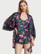 Сатиновий халат Victoria's Secret Luxe Robe Floral, Чорний, M/L