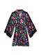 Сатиновий халат Victoria's Secret Luxe Robe Floral, Чорний, M/L