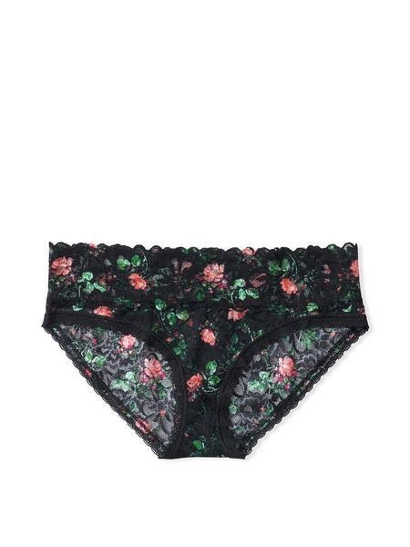 Мережевні Трусики Victoria's Secret Lace Hip Hugger Panty Black Floral &mdash; основне фото товару, вигляд спереду