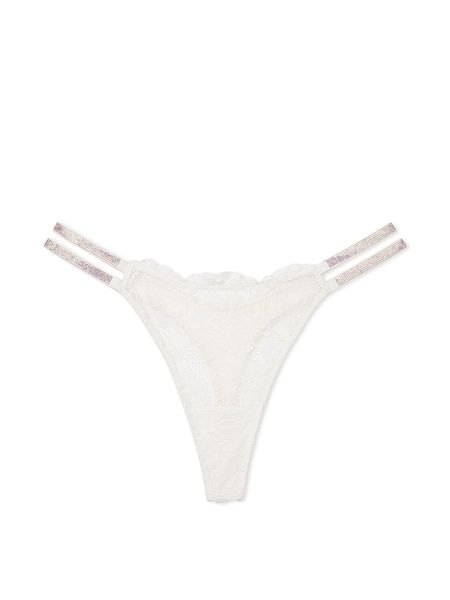 Трусики зі Стразами Victoria's Secret Very Sexy Double Shine Strap Smooth Thong Panty White 26811053 фото