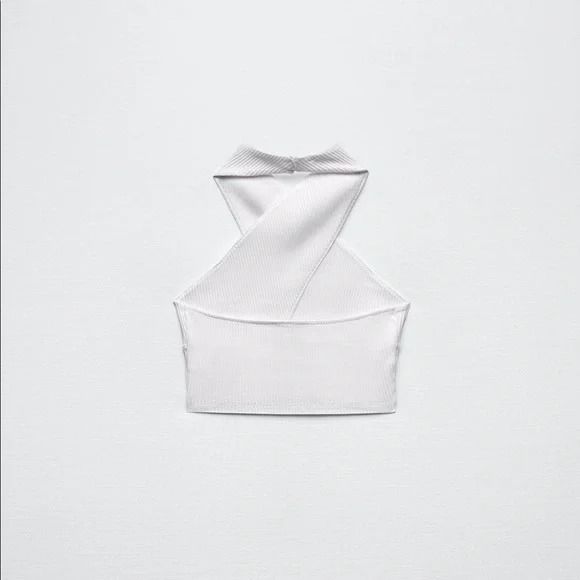 Топ жіночий Zara White Crossed Halter Top 1044\164\250 фото