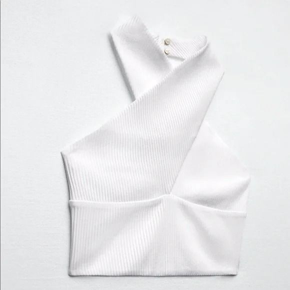 Топ жіночий Zara White Crossed Halter Top 1044\164\250 фото