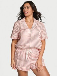 Піжама Котонова Victoria's Secret Heritage Cotton Shadow Stripe Short Pajama Set Red Stripe &mdash; основне фото товару, вигляд спереду