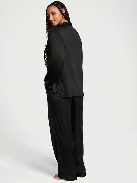 Піжама Victoria's Secret Fashion Show '24 Glazed Satin Long Pajama Set Black New  &mdash; основне фото товару, вигляд спереду