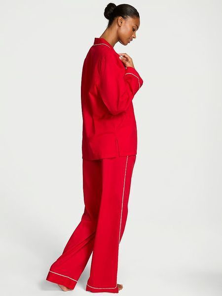 Піжама Victoria's Secret Heritage Cotton Long Pajama Set Red &mdash; основне фото товару, вигляд спереду
