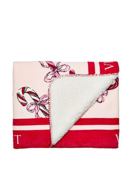 Плед Victoria's Secret Cozy Plush Sherpa Blanket Candy Canes &mdash; основне фото товару, вигляд спереду