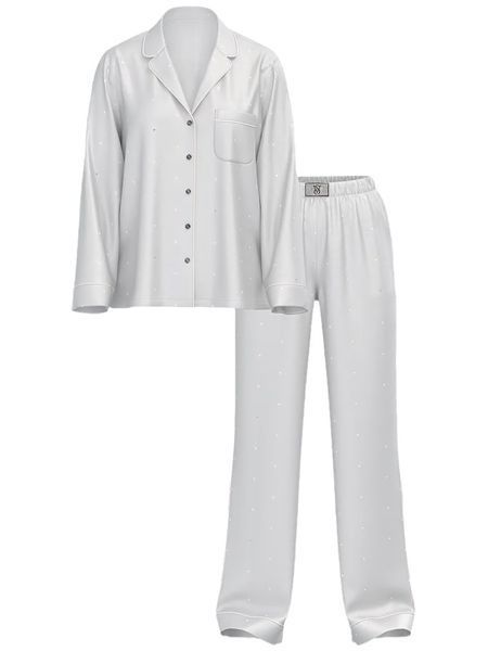 Сатинова піжама Victoria's Secret Glazed Satin Dew Drop Long Pajama Set &mdash; основне фото товару, вигляд спереду