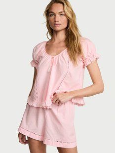 Піжама Victoria's Secret Cotton Dream Puff-Sleeve Short Pajama Set &mdash; основне фото товару, вигляд спереду