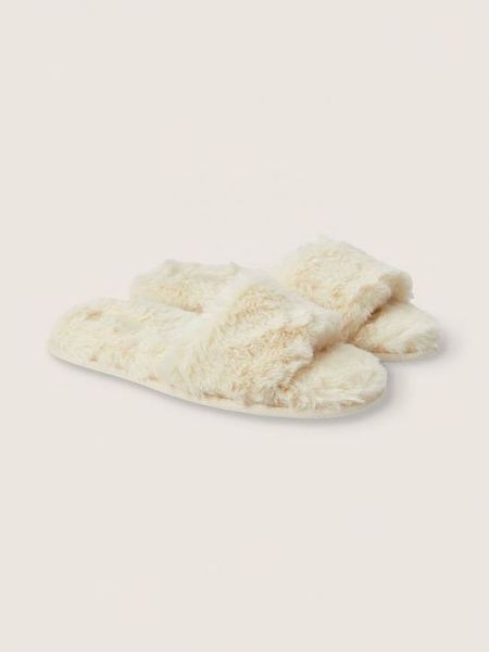 Капці Victoria's Secret PINK Faux Fur Slipper Ivory 26349401 фото