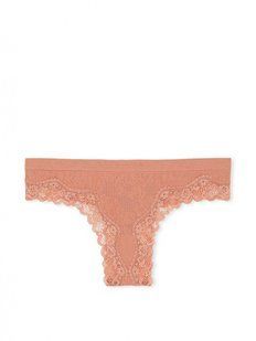 Трусики Victoria's Secret Seamless Lace-Trim Thong 26805947 фото