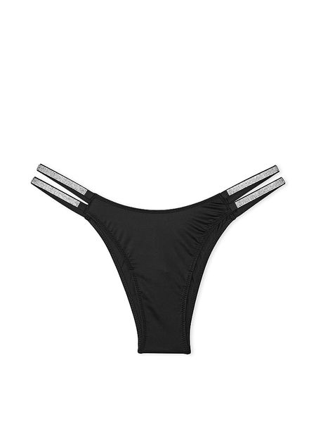 Трусики зі Стразами Victoria's Secret VERY SEXY Double Shine Strap Smooth Brazilian Panty Black 26826803 фото