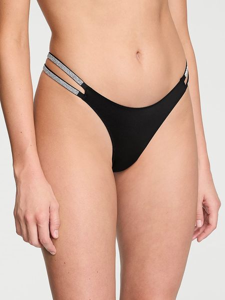 Трусики зі Стразами Victoria's Secret VERY SEXY Double Shine Strap Smooth Brazilian Panty Black 26826803 фото